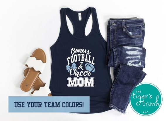 Personalized Bonus Football and Cheer Mom v-neck tee Football Mom Cheer Mom Bonus Mom Gift Step Mom Gift