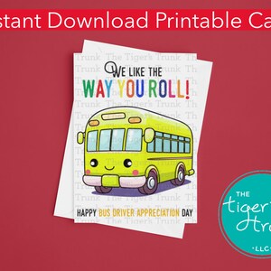 Biglietto d'auguri digitale stampabile per autista di autobus, biglietto da scaricare digitale, biglietto di ringraziamento con download immediato, giornata di apprezzamento per l'autista di scuolabus
