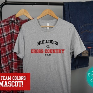 Chemise cross-country personnalisée pour papa, cadeau cross-country, chemise XC mascotte personnalisée, équipement cross-country esprit d&#39;école, chemise de compétition d&#39;athlétisme, t-shirt de course mascotte d&#39;école
