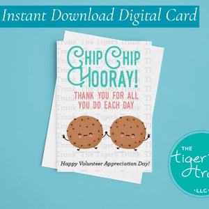 Carte de remerciement pour les bénévoles, carte de remerciement pour les bénévoles, cadeaux de reconnaissance pour les bénévoles, carte imprimable de la semaine de reconnaissance sur le thème des cookies
