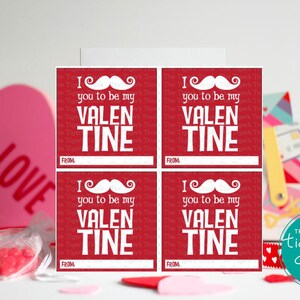 Druckbare Valentine Tags, Schnurrbart Wortspiel, Sofortiger Download, digitale Klassenzimmer Valentine Geschenkanhänger, lustige Kinder Valentine, Non Candy Valentine
