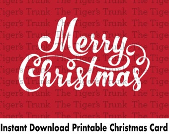Joyeux Noël carte imprimable, téléchargement numérique instantané, cartes de voeux bricolage, voeux de fin d'année, téléchargement immédiat de Noël rouge