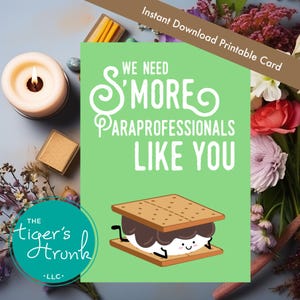 Cartão de agradecimento para profissionais para impressão, cartão de agradecimento com tema S'more para download instantâneo, precisamos de S'More como você, ideia de presente para funcionários da escola