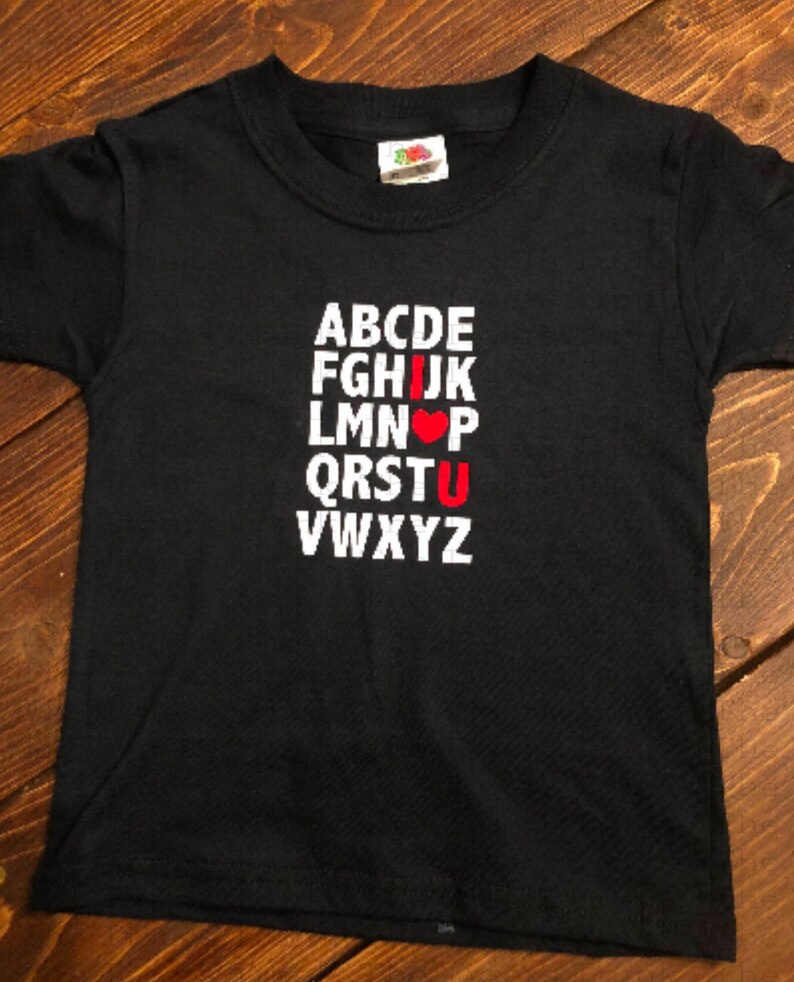 Kids Valentine Shirt Girl Valentines Alphabet I Love You short-sleeved shirt Boy Valentine Valentines Day Shirt Valentine Shirts