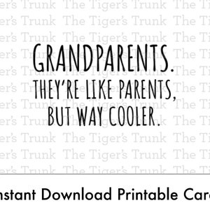 Funny Printable Card for Grandparents Day, Instant Download, Card for Grandma, Card for Grandpa, Printable Birthday Card for Grandparents