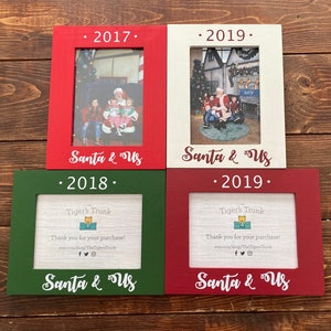 Personalized Santa and Me Frame, Wooden Picture Frame, 4x6 Frame, Hand-Painted Santa and Us, Santa Frame, Holiday Family Photo Frame