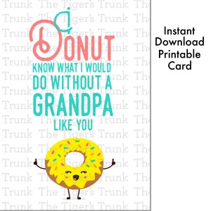 Tarjetas divertidas para abuelos, regalo para abuelos para imprimir y hacer tú mismo, tarjeta con forma de donut para abuelo, descarga instantánea, regalos PawPaw para él