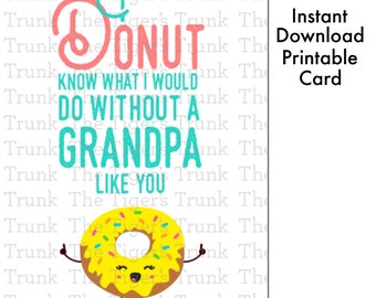 Tarjetas de abuelos divertidas para el abuelo, regalo de abuelo imprimible DIY, tarjeta de donut para el abuelo, descarga instantánea, regalos PawPaw para él