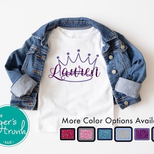 Personalized Glitter Crown Shirt: Pageant Princess Gift