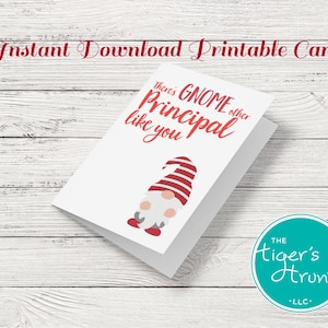 Afdrukbare waarderingskaart schoolhoofd, kabouterthemakaart direct downloaden, grappige bedankkaart, pdf-formaat, DIY-schoolcadeau, schoolhoofdweek