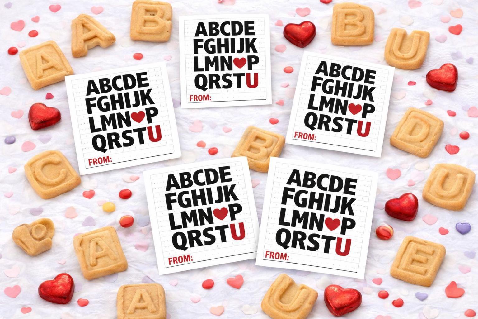 Chjf Alphabet Letters Printable Valentine's Day Cards - Etsy