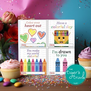 Crayon Birthday Thank You Tags, Printable Goody Bag Tags, Digital Download, Colorful Party Favor Tags, Kids Birthday Decorations