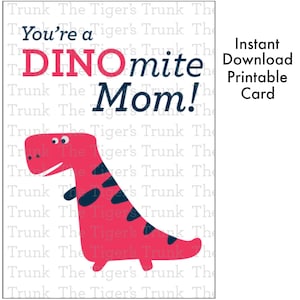 Cartão de dinossauro para a mãe, melhor mãe, download instantâneo, cartão fofo para o dia das mães, cartões engraçados para o dia das mães para a esposa, cartão para o dia das mães para impressão faça você mesmo