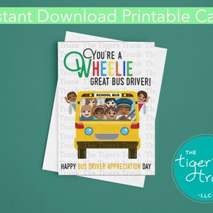 Biglietto d'auguri digitale stampabile per autista di autobus, biglietto da scaricare digitale, biglietto di ringraziamento con download immediato, giornata di apprezzamento per l'autista di scuolabus