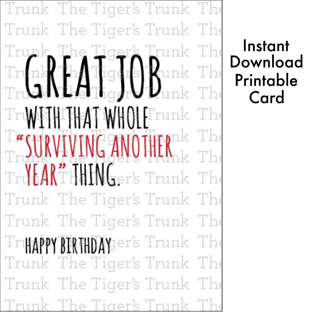 Funny Printable Birthday Card for Him, Funny Birthday Card for Her ...