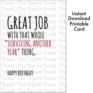 Funny Printable Birthday Card for Him, Funny Birthday Card for Her, Instant Download Printable Card for Friend, Humorous Birthday Card