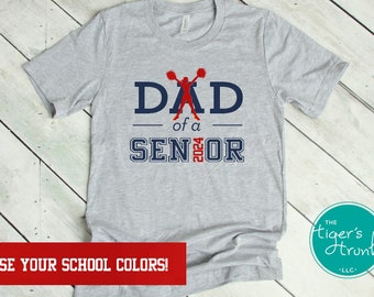 Personalized Class of 2024 Senior Cheerleading Dad Shirt, Custom School Colors, Senior Graduation Gifts for Dad, Class of 2024 Tee