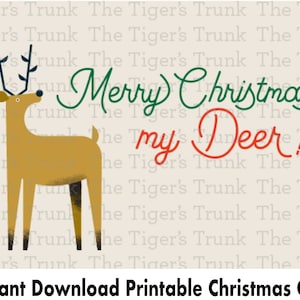 Frohe Weihnachten Weihnachtskarte, sofortiger digitaler Download, Rentier Festliche DIY Grußkarten, Hirsch saisonale Grüße
