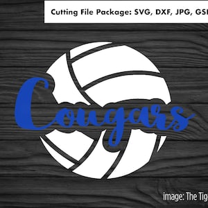 Cougars Volleyball SVG, Mascote PNG, Arquivos de Corte, Time de Voleibol SVG, Pacote de Arte Vetorial de Voleibol, Download Digital de Voleibol
