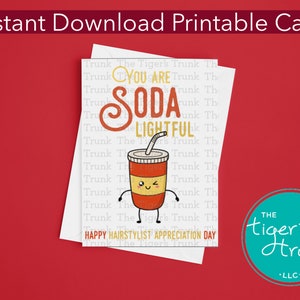 Regalo di soda per parrucchieri, biglietto di ringraziamento stampabile, regalo di Soda Lightful Cosmotologist, etichette per bibite analcoliche, apprezzamento per parrucchieri, estetista