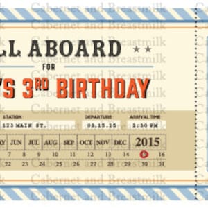 Printable Train Birthday Party Invitation, Train Themed Party, Train Ticket Invite, Digital Train Party, Personalized Train Party Invitation
