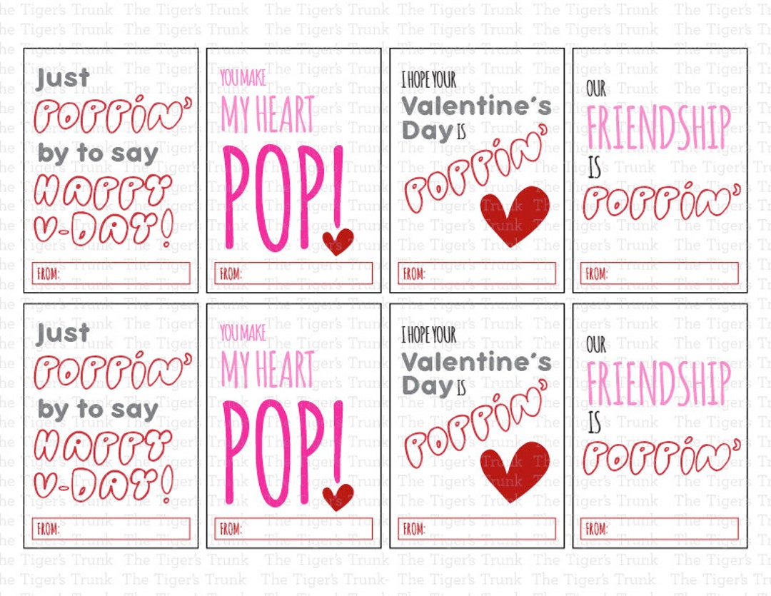 Printable Valentines Cards, Bubble Valentine, Fidget Valentine, Popcorn ...