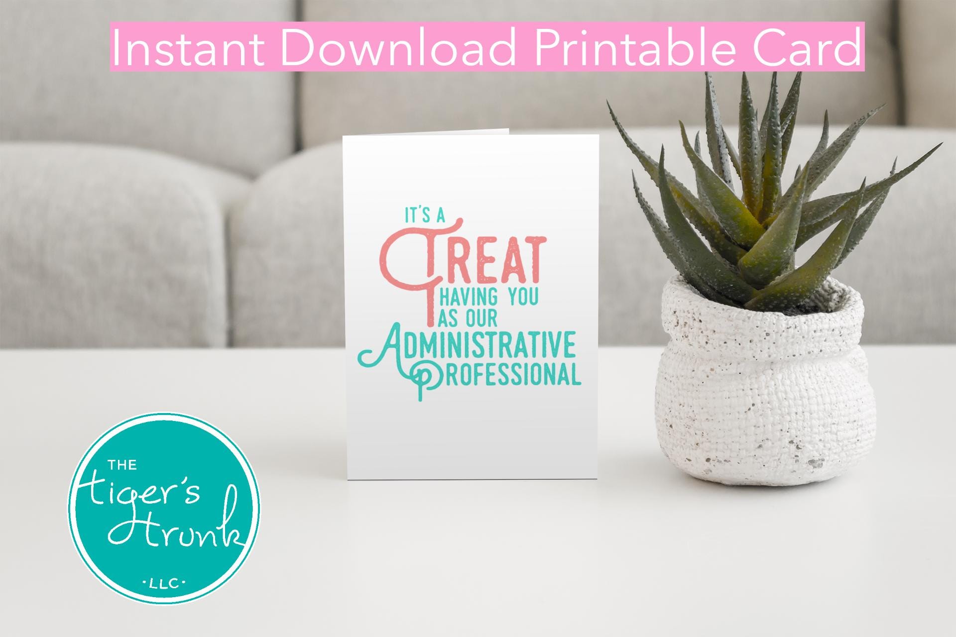Printable Administrative Professional Appreciation Card, Instant Download Admin Day Card, Funny Digital Thank You Card for Office Staff