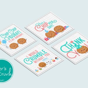 Cookie Birthday Party Tags, Printable Treat Bag Tag, Thank You Digital Download, Cookie-Themed Birthday Favor, Kid Birthday Party Decoration