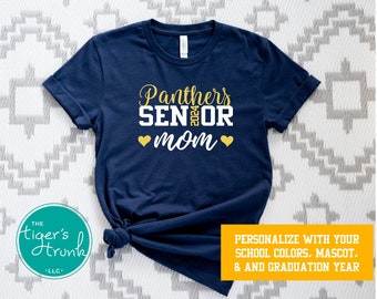 Class of 2024 Senior Mom Gifts, School Colors Mascot Tee, High School Senior Tshirt, Graduation Year Shirt, Personalized End of Year Shirt