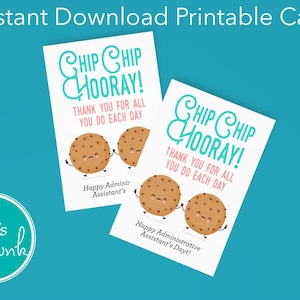Cartão de agradecimento para assistente administrativo para impressão, tema de cookie para download instantâneo, agradecimento digital engraçado para o dia do administrador, presente para funcionários do escritório