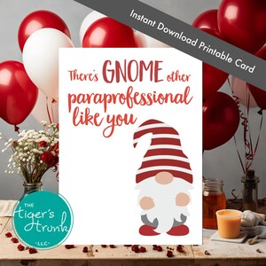 Cartão de agradecimento para profissionais para impressão, PDF para download instantâneo com tema de gnomo, há outros gnomos como você, presente fofo para funcionários da escola