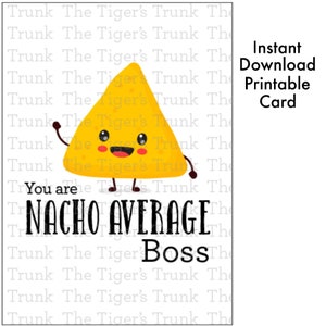 Cartão do Dia do Chefe, Cartão para Imprimir, Presente Engraçado para o Chefe, Cartão de Agradecimento ao Chefe Médio Nacho, Melhor Download Instantâneo do Chefe, Cartão de Felicitações Digital