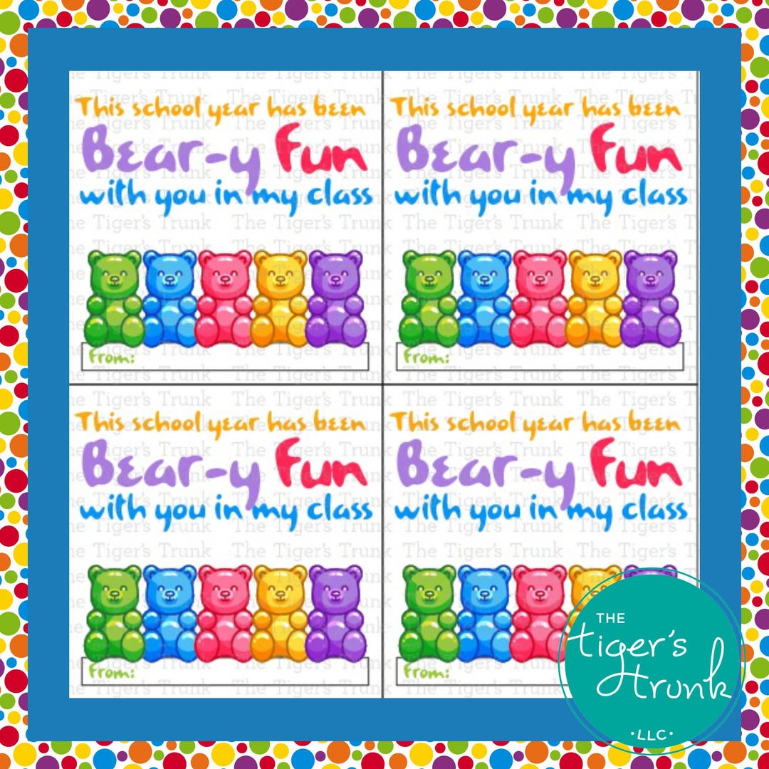 Printable End-of-year Teacher Cards, Fun Bear-themed Student ...