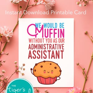 Cartão de agradecimento para assistente administrativo para impressão, cartão de dia do administrador para download instantâneo, cartão de agradecimento engraçado para escritório, presente digital para administrador