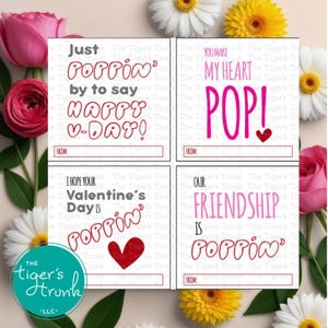 Printable Pop Valentine Tags, Instant Download, Bubblegum Popcorn Fidget Toy Gift Tags, DIY Classroom Valentines, Fun Kids Treat Bag Tags