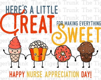 Printable Nurse Appreciation Week Treat Gift, Instant Download Greeting Card for Nurse, Thank You Card for Treat Box, Appreciation Gift