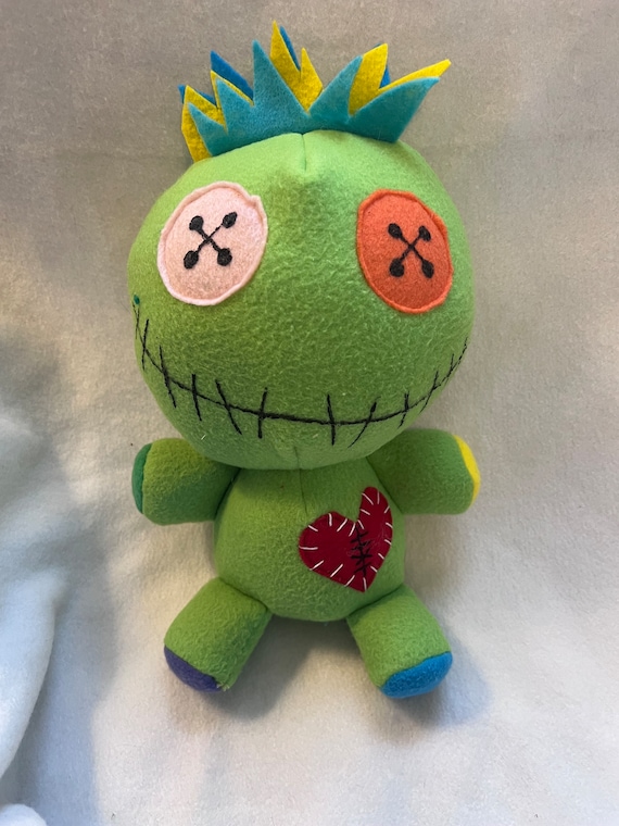 Voodoo Buddy. Green With Orange pink Eyes. Super Soft Plushie