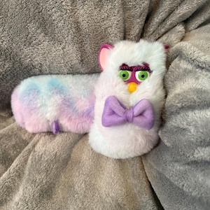 Long Furby - small worm Fancy blue/pink cotton candy color  and purple squeaky Boi ( small long furby)