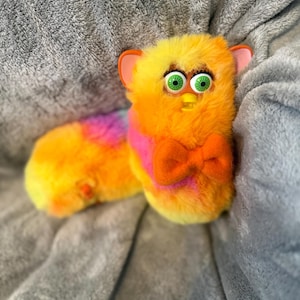 Long Furby -  Fancy small long Furby rainbow tie dye and orange Boi (small long furby)