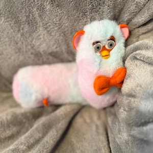 Long Furby -  Fancy small long Furby pink/blue cotton candy colored and orange Boi (small long furby)