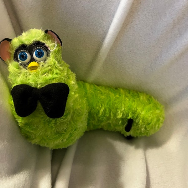 Long Furby Small worm Fancy bright green and black Boi (Small long furby)