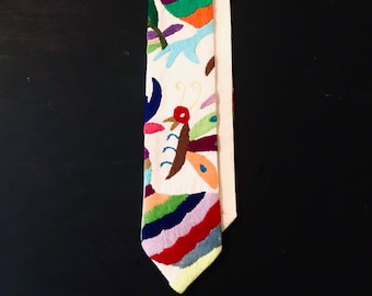 Otomi men’s tie  - off white multicolor