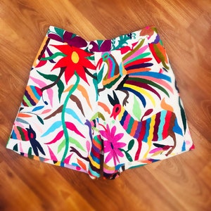 Beautiful Otomi Shorts - hand embroidery by indigenous artisans from Mexico