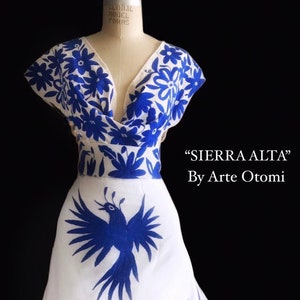 SIERRA ALTA - Blue Otomi Dress - Rehersal Diner Dress - Wedding Dress Red - Otomi Skirt Cobalt blue - cowl neck dress