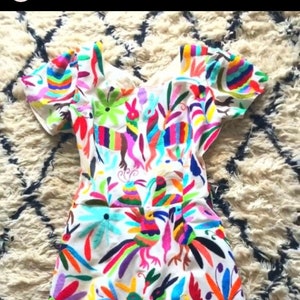 As featured in DisfunkshionMag on Instagram multicolor. Hand embroidered otomi dress. Multicolor