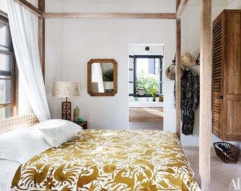 Otomi Gold Duvet - Proudly featured on Architectural Digest April's Issue. Rare Ochre color - One of a kind-  Ready to ship