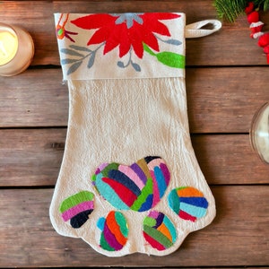 Adorable OTOMI Dog Christmas Stocking | hand Embroiderd Dog Stockings multicolor for Holiday Stockings Decoration Pet Stockings