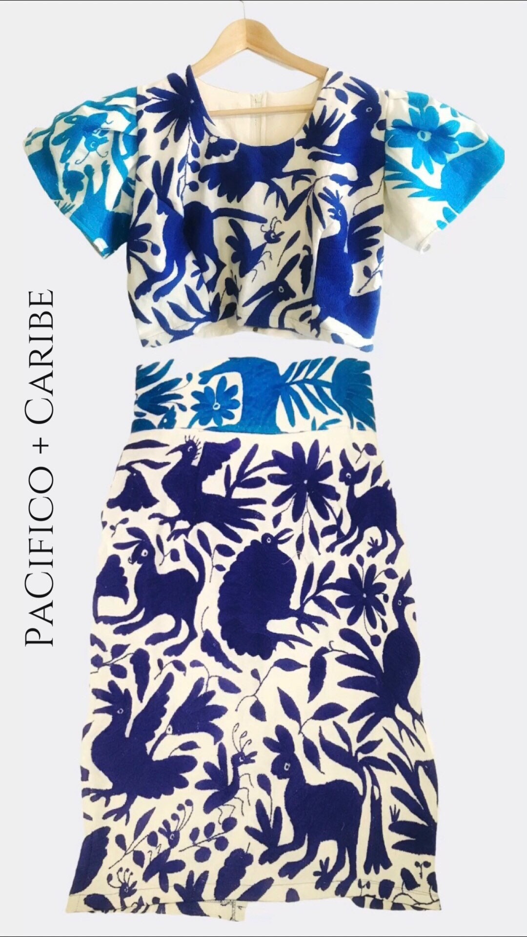 Cobalt Blue and Caribe Blue Otomi PACIFICO & CARIBE Crop Too - Etsy