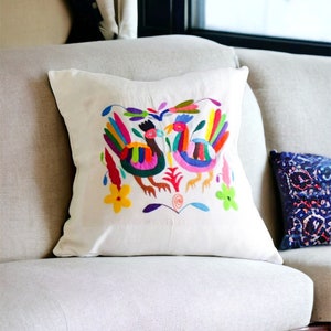 Otomi Pillow sham Multicolor 100% cotton hand embroidered by Otomi indigenous women.Vibrant colors naturally dyied #SociallyConscious