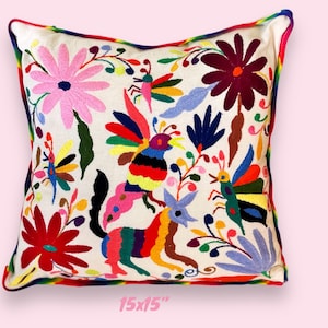 ANIMALES |  15X15&quot; | Otomi Pillow Sham | Otomi Decorative Pillow | Multicolor  | Pillow sham  | Each | Otomi Decorative Cushion cover